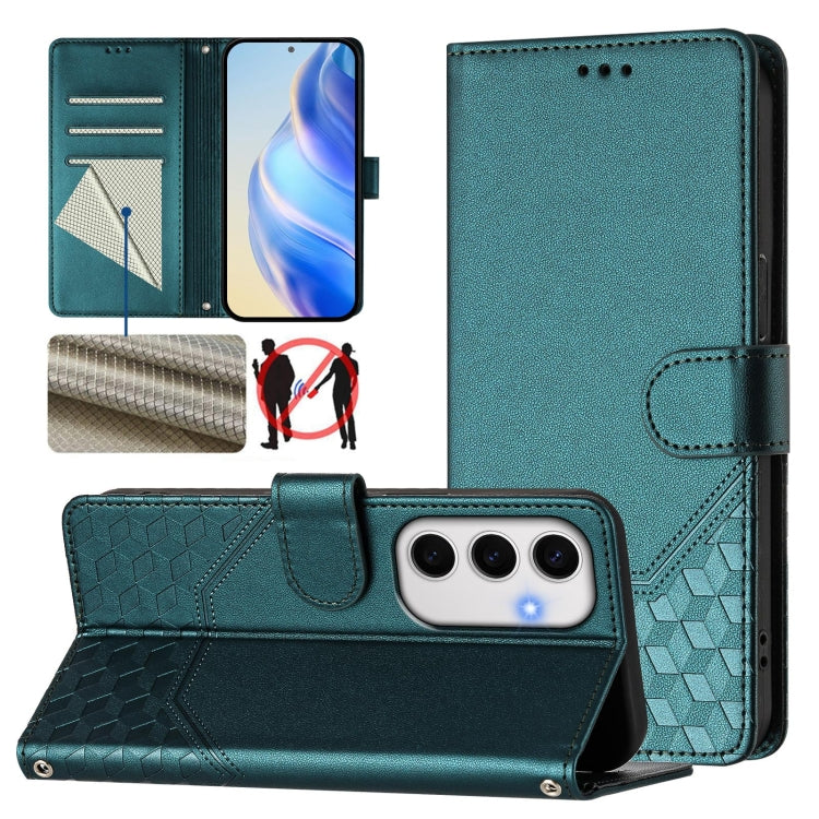 Custodia per telefono in pelle con stampa a nido d'ape e protezione RFID, For Samsung Galaxy S25 Ultra 5G, For Samsung Galaxy S24 FE 5G, For Samsung Galaxy S24 Ultra 5G, For Samsung Galaxy S24+ 5G