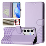 Custodia per telefono in pelle con stampa a nido d'ape e protezione RFID, For Samsung Galaxy S25 Ultra 5G, For Samsung Galaxy S24 FE 5G, For Samsung Galaxy S24 Ultra 5G, For Samsung Galaxy S24+ 5G