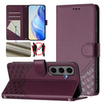 Custodia per telefono in pelle con stampa a nido d'ape e protezione RFID, For Samsung Galaxy S25 Ultra 5G, For Samsung Galaxy S24 FE 5G, For Samsung Galaxy S24 Ultra 5G, For Samsung Galaxy S24+ 5G