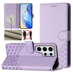 Custodia per telefono in pelle con stampa a nido d'ape e protezione RFID, For Samsung Galaxy S25 Ultra 5G, For Samsung Galaxy S24 FE 5G, For Samsung Galaxy S24 Ultra 5G, For Samsung Galaxy S24+ 5G