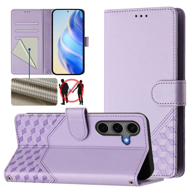 Custodia per telefono in pelle con stampa a nido d'ape e protezione RFID, For Samsung Galaxy S26 5G, For Samsung Galaxy S25 Edge 5G, For Samsung Galaxy S25 5G, For Samsung Galaxy S25+ 5G