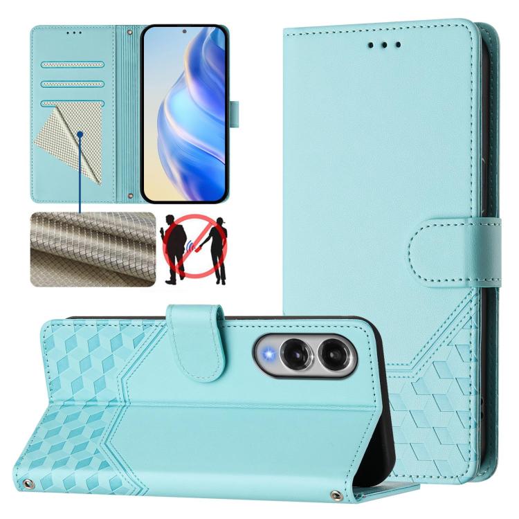 Custodia per telefono in pelle con stampa a nido d'ape e protezione RFID, For Samsung Galaxy S26 5G, For Samsung Galaxy S25 Edge 5G, For Samsung Galaxy S25 5G, For Samsung Galaxy S25+ 5G