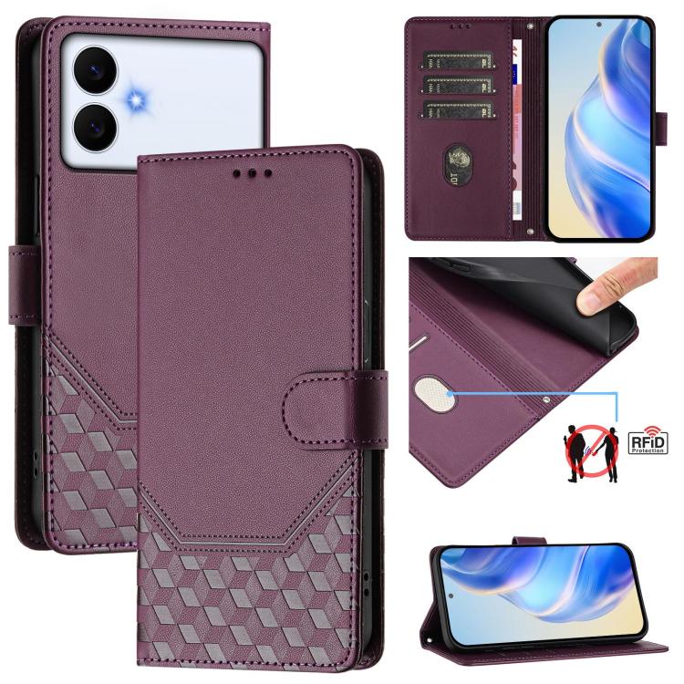 Custodia per telefono in pelle con stampa a nido d'ape e protezione RFID, For Galaxy S26 FE 5G, For Samsung Galaxy S26+ 5G, For Samsung Galaxy S26 Edge 5G, For Samsung Galaxy S26 Ultra 5G