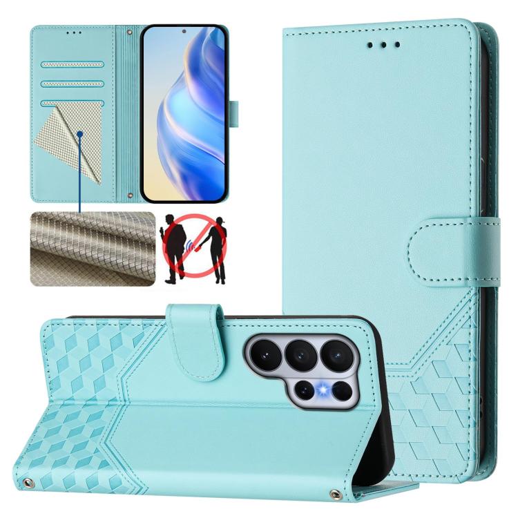 Custodia per telefono in pelle con stampa a nido d'ape e protezione RFID, For Galaxy S26 FE 5G, For Samsung Galaxy S26+ 5G, For Samsung Galaxy S26 Edge 5G, For Samsung Galaxy S26 Ultra 5G