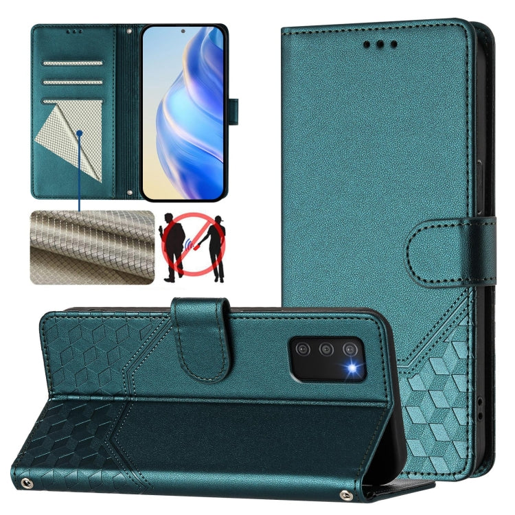 Custodia per telefono in pelle con stampa a nido d'ape e protezione RFID, For Samsung Galaxy A03s 164mm, For Samsung Galaxy A03s 166mm, For Samsung Galaxy A22 4G, For Samsung Galaxy A32 4G