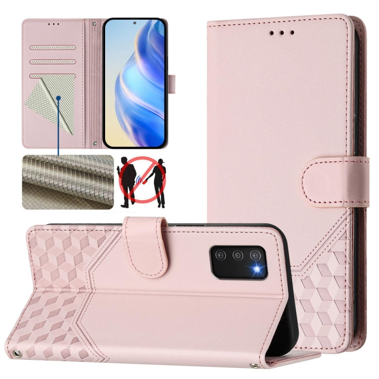 Custodia per telefono in pelle con stampa a nido d'ape e protezione RFID, For Samsung Galaxy A03s 164mm, For Samsung Galaxy A03s 166mm, For Samsung Galaxy A22 4G, For Samsung Galaxy A32 4G