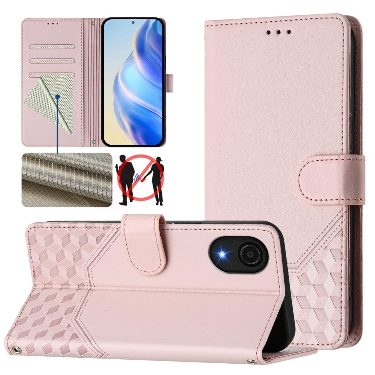 Custodia per telefono in pelle con stampa a nido d'ape e protezione RFID, For Samsung Galaxy A53 5G, For Samsung Galaxy A73 5G, For Samsung Galaxy A03 Core, For Samsung Galaxy A33 5G