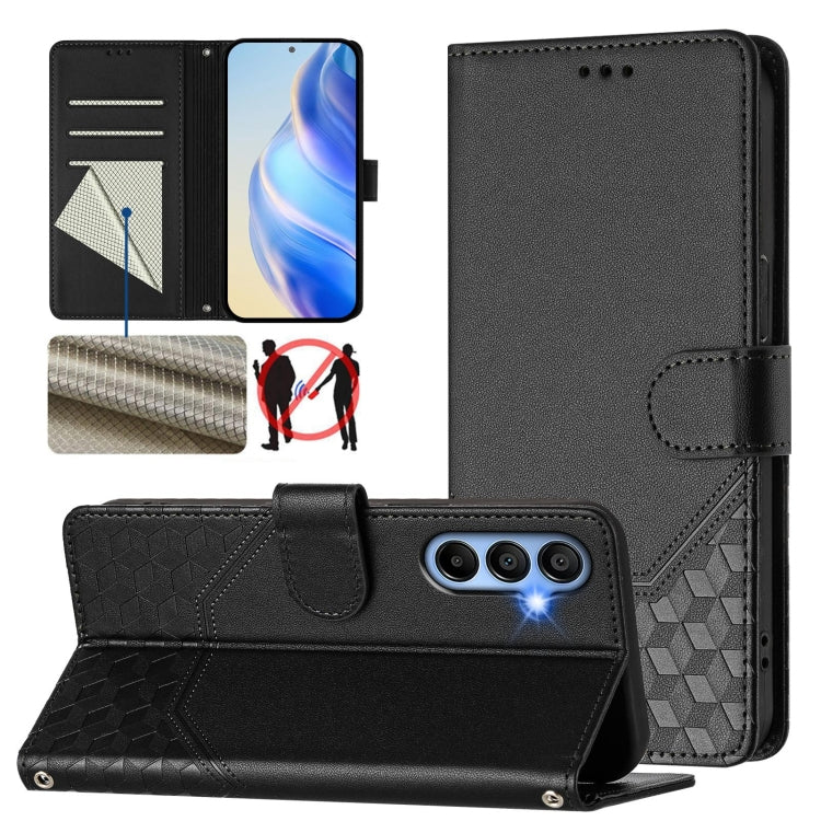 Custodia per telefono in pelle con stampa a nido d'ape e protezione RFID, For Samsung Galaxy A06, For Samsung Galaxy XCover7 Pro, For Samsung Galaxy A15 5G / 4G, For Samsung Galaxy A55 5G Global