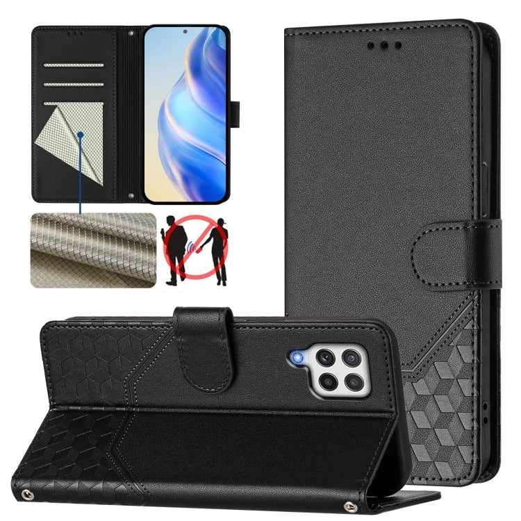 Custodia per telefono in pelle con stampa a nido d'ape e protezione RFID, For Samsung Galaxy A03s 164mm, For Samsung Galaxy A03s 166mm, For Samsung Galaxy A22 4G, For Samsung Galaxy A32 4G