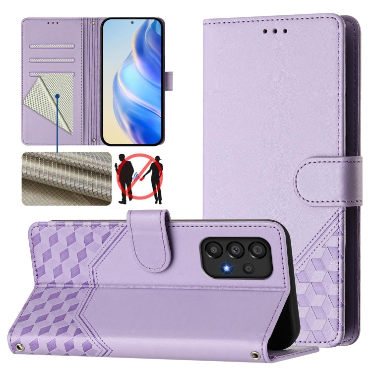 Custodia per telefono in pelle con stampa a nido d'ape e protezione RFID, For Samsung Galaxy A53 5G, For Samsung Galaxy A73 5G, For Samsung Galaxy A03 Core, For Samsung Galaxy A33 5G