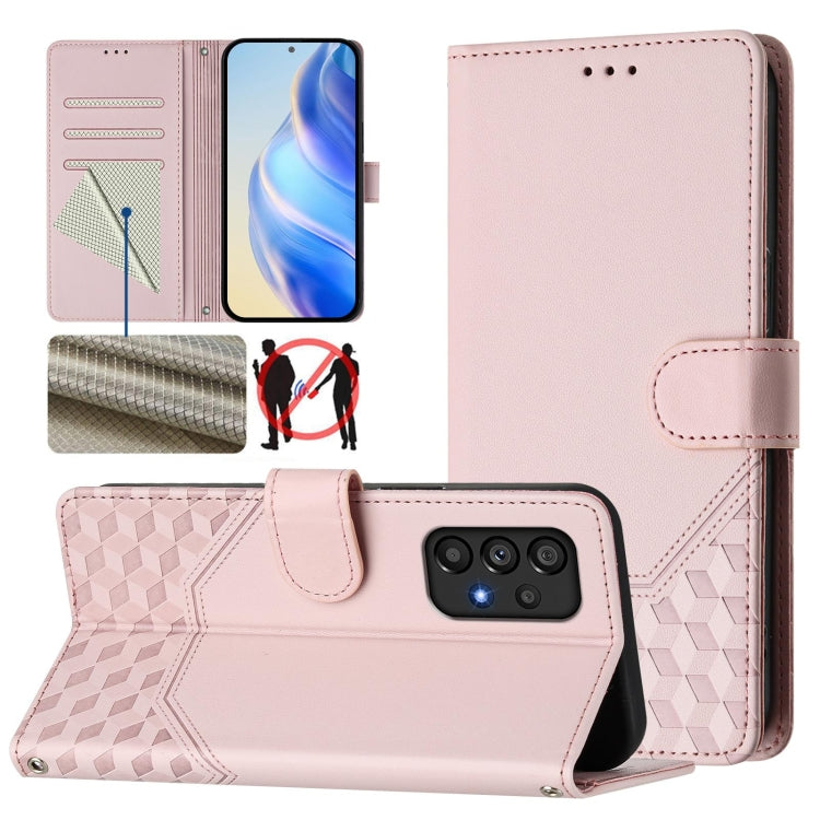 Custodia per telefono in pelle con stampa a nido d'ape e protezione RFID, For Samsung Galaxy A53 5G, For Samsung Galaxy A73 5G, For Samsung Galaxy A03 Core, For Samsung Galaxy A33 5G