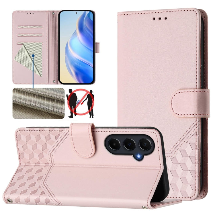 Custodia per telefono in pelle con stampa a nido d'ape e protezione RFID, For Samsung Galaxy A06, For Samsung Galaxy XCover7 Pro, For Samsung Galaxy A15 5G / 4G, For Samsung Galaxy A55 5G Global