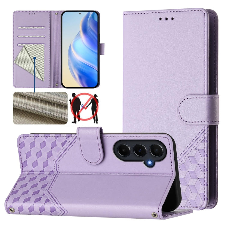 Custodia per telefono in pelle con stampa a nido d'ape e protezione RFID, For Samsung Galaxy A06, For Samsung Galaxy XCover7 Pro, For Samsung Galaxy A15 5G / 4G, For Samsung Galaxy A55 5G Global