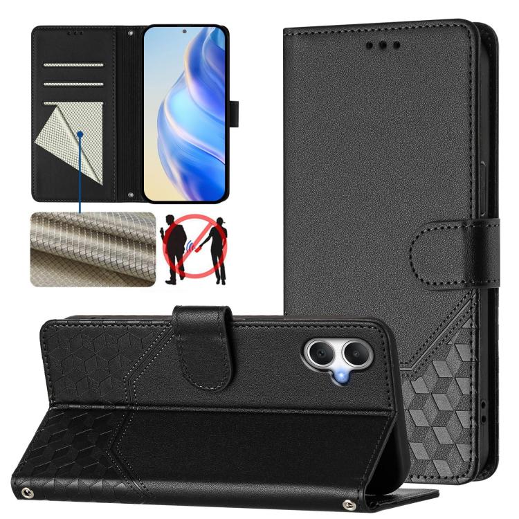 Custodia per telefono in pelle con stampa a nido d'ape e protezione RFID, For Galaxy A27 5G, For Samsung Galaxy A17 4G, For Samsung Galaxy A07 4G, For Samsung Galaxy A06 5G / 4G