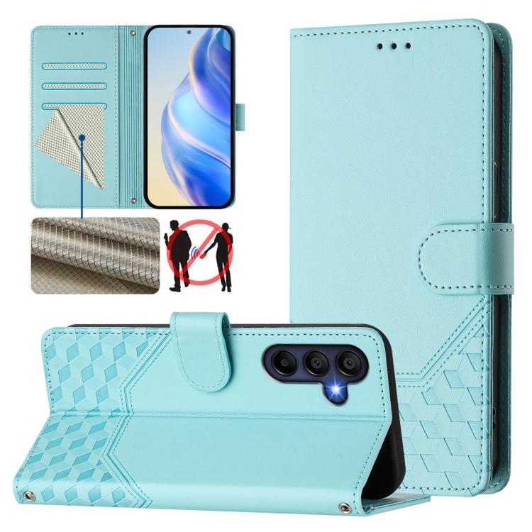 Custodia per telefono in pelle con stampa a nido d'ape e protezione RFID, For Galaxy A27 5G, For Samsung Galaxy A17 4G, For Samsung Galaxy A07 4G, For Samsung Galaxy A06 5G / 4G