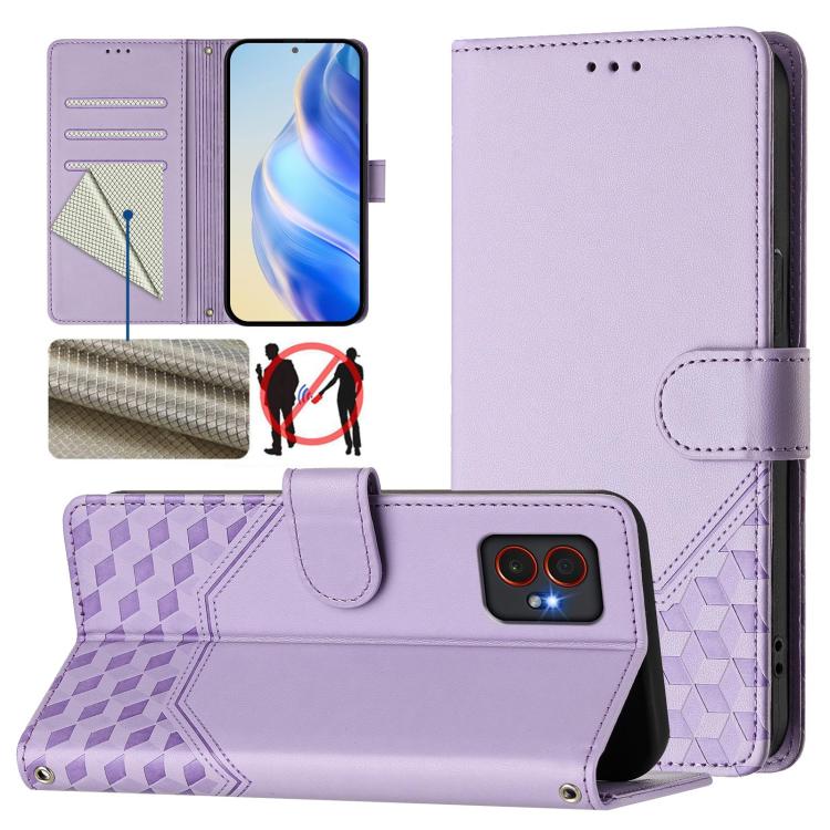 Custodia per telefono in pelle con stampa a nido d'ape e protezione RFID, For Samsung Galaxy A06, For Samsung Galaxy XCover7 Pro, For Samsung Galaxy A15 5G / 4G, For Samsung Galaxy A55 5G Global