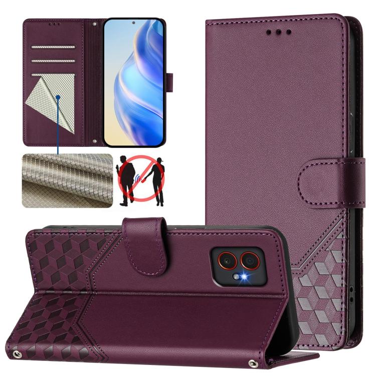 Custodia per telefono in pelle con stampa a nido d'ape e protezione RFID, For Samsung Galaxy A06, For Samsung Galaxy XCover7 Pro, For Samsung Galaxy A15 5G / 4G, For Samsung Galaxy A55 5G Global