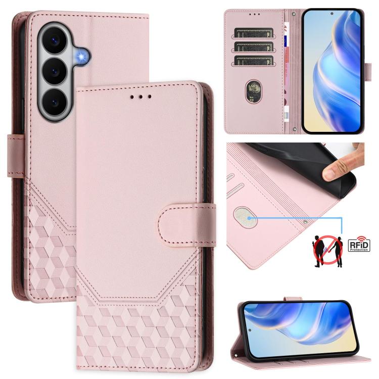 Custodia per telefono in pelle con stampa a nido d'ape e protezione RFID, For Galaxy A27 5G, For Samsung Galaxy A17 4G, For Samsung Galaxy A07 4G, For Samsung Galaxy A06 5G / 4G