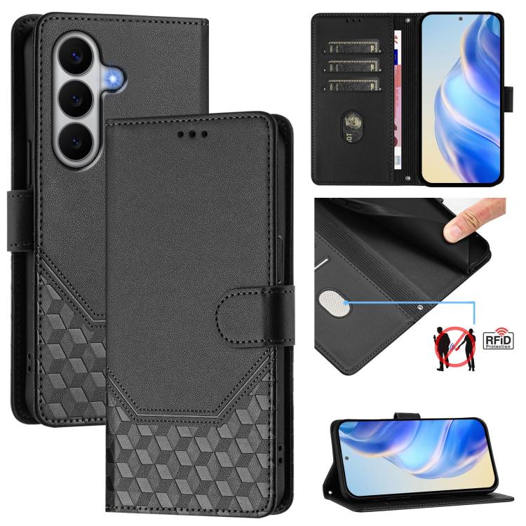 Custodia per telefono in pelle con stampa a nido d'ape e protezione RFID, For Galaxy A27 5G, For Samsung Galaxy A17 4G, For Samsung Galaxy A07 4G, For Samsung Galaxy A06 5G / 4G