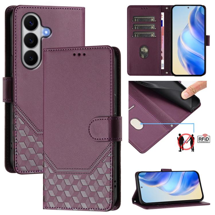 Custodia per telefono in pelle con stampa a nido d'ape e protezione RFID, For Galaxy A27 5G, For Samsung Galaxy A17 4G, For Samsung Galaxy A07 4G, For Samsung Galaxy A06 5G / 4G