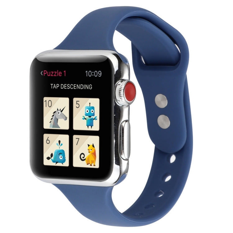 Cinturino da polso sostitutivo con doppia fibbia in silicone sottile, For Apple Watch Series 8&7 41mm / SE 2&6&SE&5&4 40mm / 3&2&1 38mm