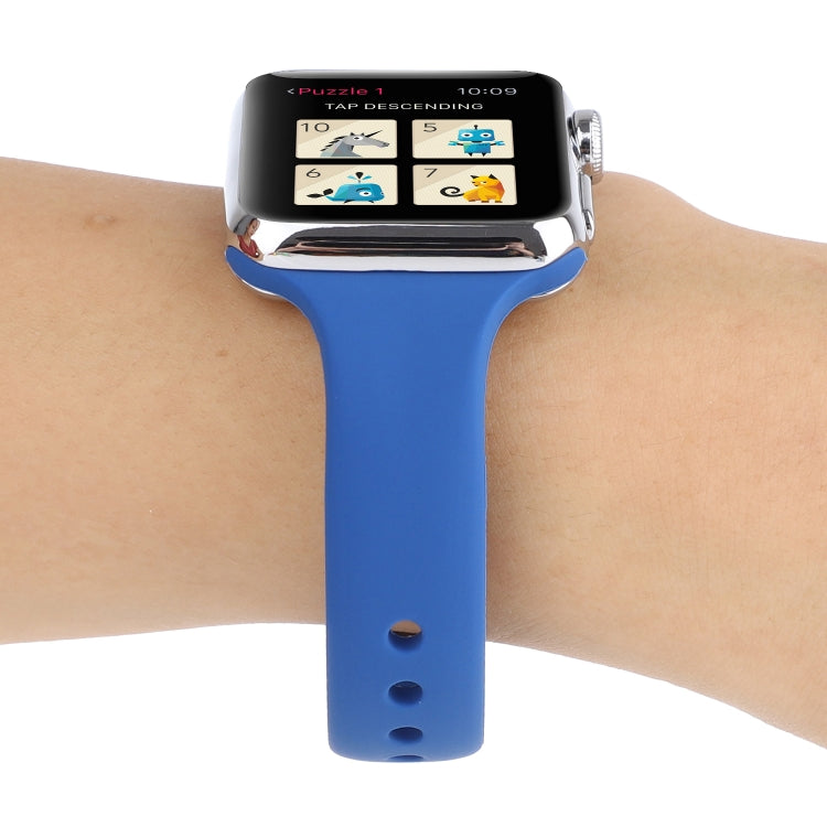 Cinturino da polso sostitutivo con doppia fibbia in silicone sottile, For Apple Watch Series 8&7 41mm / SE 2&6&SE&5&4 40mm / 3&2&1 38mm