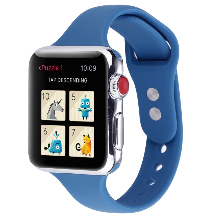 Cinturino da polso sostitutivo con doppia fibbia in silicone sottile, For Apple Watch Series 8&7 41mm / SE 2&6&SE&5&4 40mm / 3&2&1 38mm