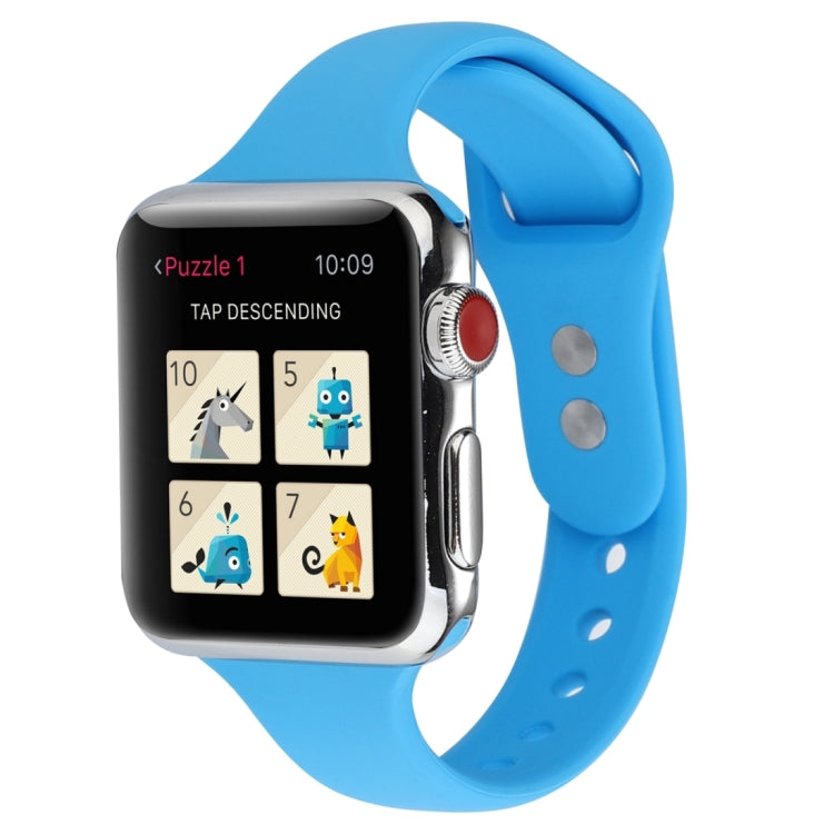 Cinturino da polso sostitutivo con doppia fibbia in silicone sottile, For Apple Watch Series 8&7 41mm / SE 2&6&SE&5&4 40mm / 3&2&1 38mm
