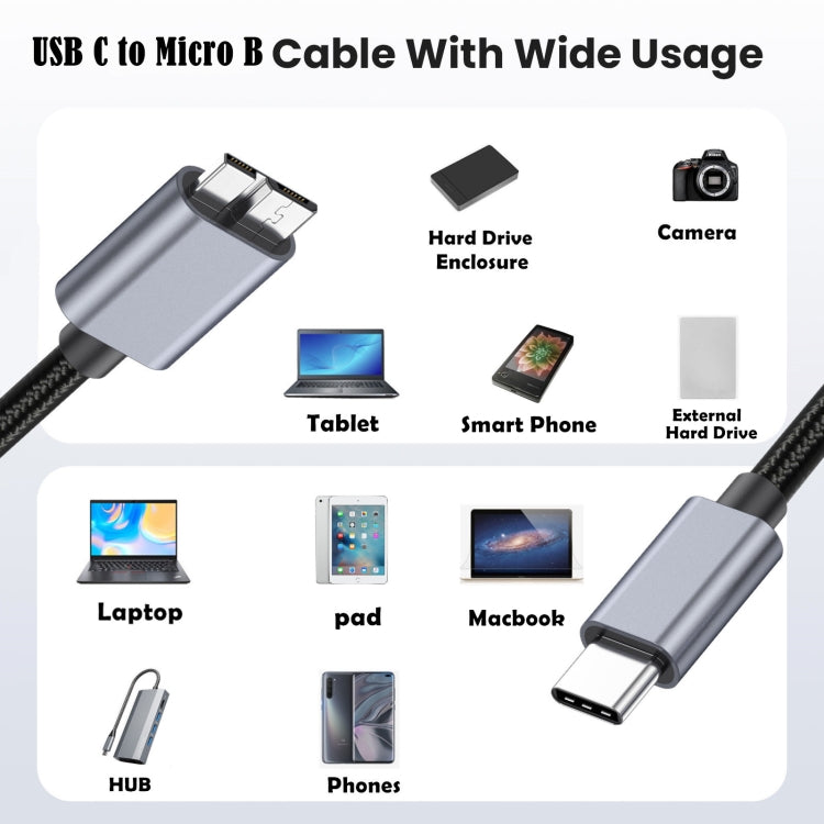 Cavo adattatore USB-C a Micro B 3.1 10 Gbps 0,5-3m