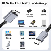 Cavo adattatore per disco rigido mobile da USB-C/Type-C 3.1 a Micro B da 10 Gbps, 0.5m, 1.8m, 3m