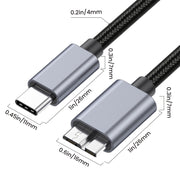 Cavo adattatore per disco rigido mobile da USB-C/Type-C 3.1 a Micro B da 10 Gbps, 0.5m, 1.8m, 3m
