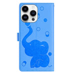 Custodia per telefono in pelle goffrata con elefante dei cartoni animati, For iPhone 16 Pro Max, For iPhone 16 Pro, For iPhone 16 Plus, For iPhone 16