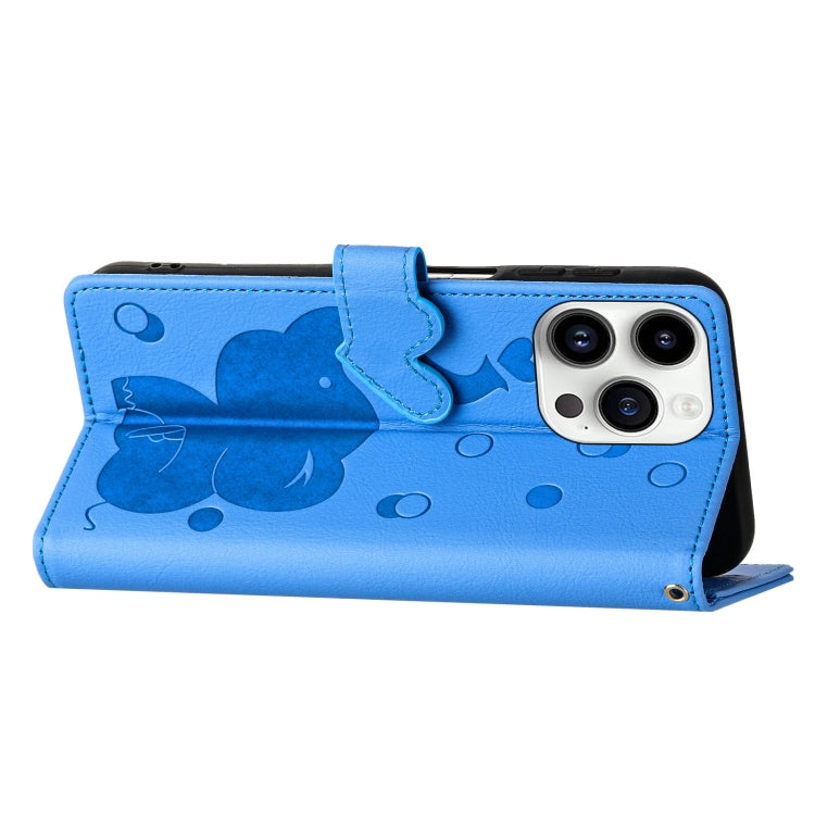 Custodia per telefono in pelle goffrata con elefante dei cartoni animati, For iPhone 16 Pro Max, For iPhone 16 Pro, For iPhone 16 Plus, For iPhone 16
