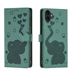 Custodia per telefono in pelle goffrata con elefante dei cartoni animati, For iPhone 16 Pro Max, For iPhone 16 Pro, For iPhone 16 Plus, For iPhone 16