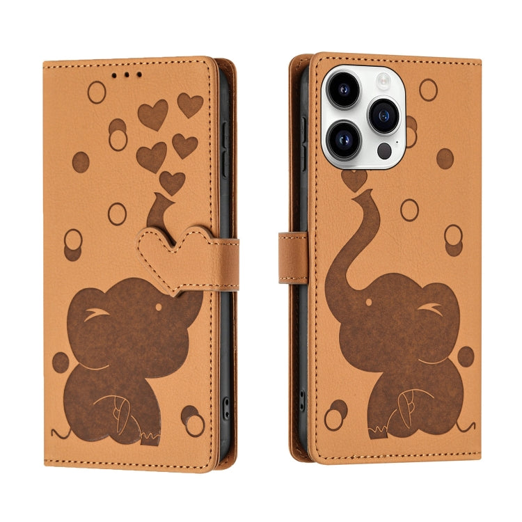Custodia per telefono in pelle goffrata con elefante dei cartoni animati, For iPhone 15 Pro Max, For iPhone 15 Pro, For iPhone 15 Plus, For iPhone 15