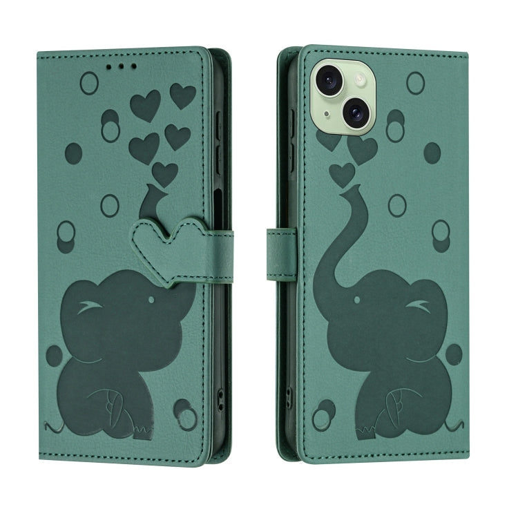 Custodia per telefono in pelle goffrata con elefante dei cartoni animati, For iPhone 15 Pro Max, For iPhone 15 Pro, For iPhone 15 Plus, For iPhone 15