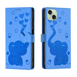 Custodia per telefono in pelle goffrata con elefante dei cartoni animati, For iPhone 15 Pro Max, For iPhone 15 Pro, For iPhone 15 Plus, For iPhone 15