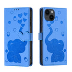 Custodia per telefono in pelle goffrata con elefante dei cartoni animati, For iPhone 14 Plus, For iPhone 14, For iPhone 14 Pro, For iPhone 14 Pro Max