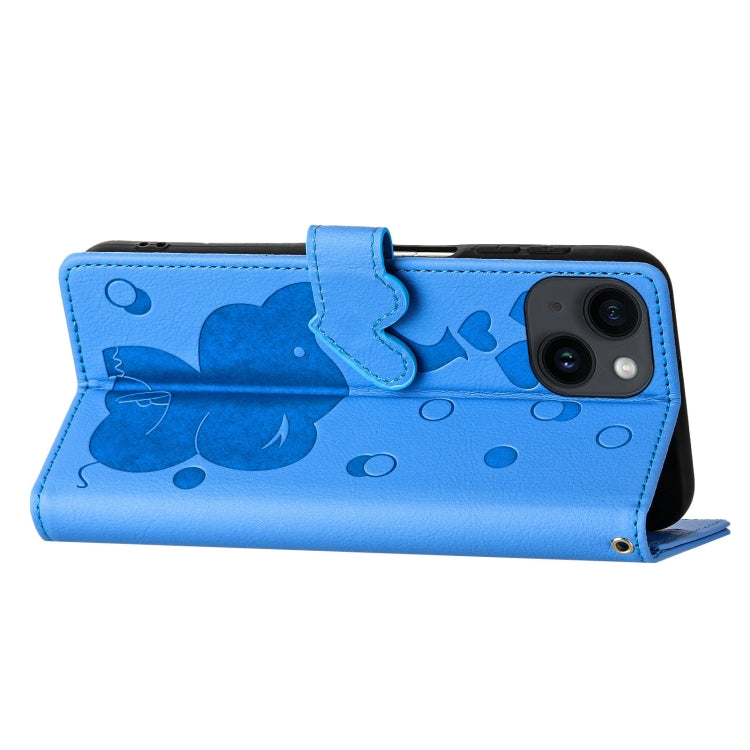 Custodia per telefono in pelle goffrata con elefante dei cartoni animati, For iPhone 14 Plus, For iPhone 14, For iPhone 14 Pro, For iPhone 14 Pro Max