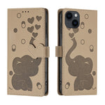 Custodia per telefono in pelle goffrata con elefante dei cartoni animati, For iPhone 14 Plus, For iPhone 14, For iPhone 14 Pro, For iPhone 14 Pro Max