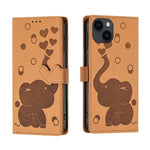 Custodia per telefono in pelle goffrata con elefante dei cartoni animati, For iPhone 14 Plus, For iPhone 14, For iPhone 14 Pro, For iPhone 14 Pro Max