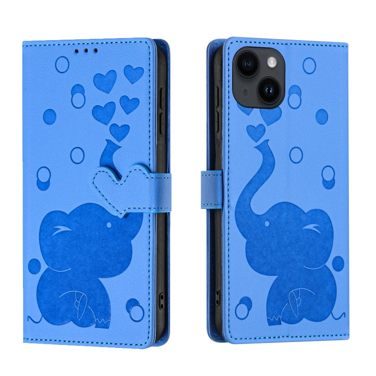Custodia per telefono in pelle goffrata con elefante dei cartoni animati, For iPhone 14 Plus, For iPhone 14, For iPhone 14 Pro, For iPhone 14 Pro Max