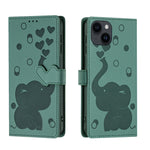 Custodia per telefono in pelle goffrata con elefante dei cartoni animati, For iPhone 14 Plus, For iPhone 14, For iPhone 14 Pro, For iPhone 14 Pro Max