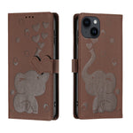 Custodia per telefono in pelle goffrata con elefante dei cartoni animati, For iPhone 14 Plus, For iPhone 14, For iPhone 14 Pro, For iPhone 14 Pro Max