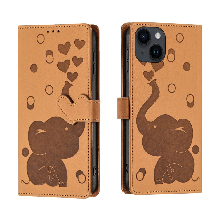 Custodia per telefono in pelle goffrata con elefante dei cartoni animati, For iPhone 14 Plus, For iPhone 14, For iPhone 14 Pro, For iPhone 14 Pro Max
