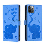 Custodia per telefono in pelle goffrata con elefante dei cartoni animati, For iPhone 13 mini / 12 mini, For iPhone 12 / 12 Pro, For iPhone 12 Pro Max, For iPhone 11 Pro Max