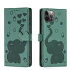 Custodia per telefono in pelle goffrata con elefante dei cartoni animati, For iPhone 13 mini / 12 mini, For iPhone 12 / 12 Pro, For iPhone 12 Pro Max, For iPhone 11 Pro Max
