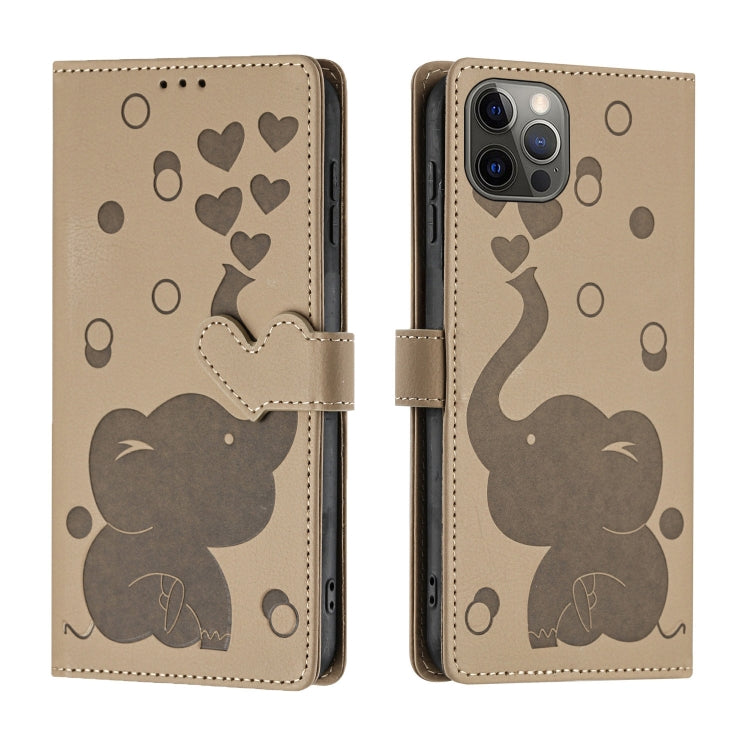 Custodia per telefono in pelle goffrata con elefante dei cartoni animati, For iPhone 13 mini / 12 mini, For iPhone 12 / 12 Pro, For iPhone 12 Pro Max, For iPhone 11 Pro Max