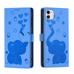 Custodia per telefono in pelle goffrata con elefante dei cartoni animati, For iPhone 11, For iPhone 11 Pro, For iPhone X / XS, For iPhone XR