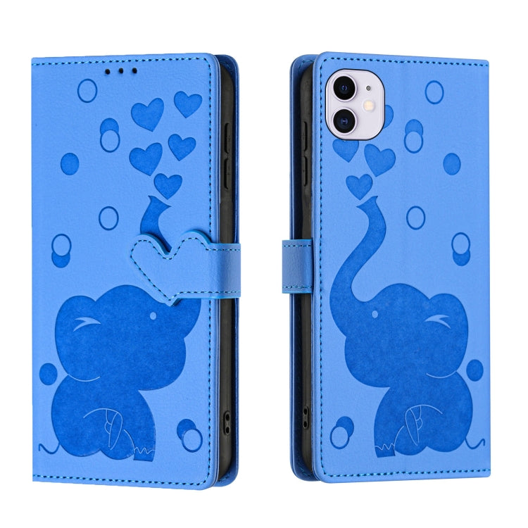 Custodia per telefono in pelle goffrata con elefante dei cartoni animati, For iPhone 11, For iPhone 11 Pro, For iPhone X / XS, For iPhone XR